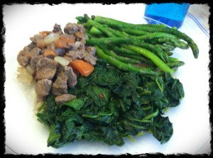 3/11/13 Lunch – Sirloin, Spinach and Asparagus! GREEN!